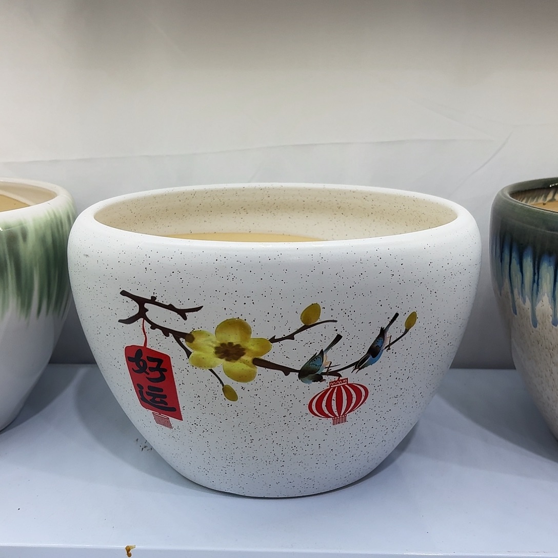 陶瓷花盆好运苹果盆口径25高度18