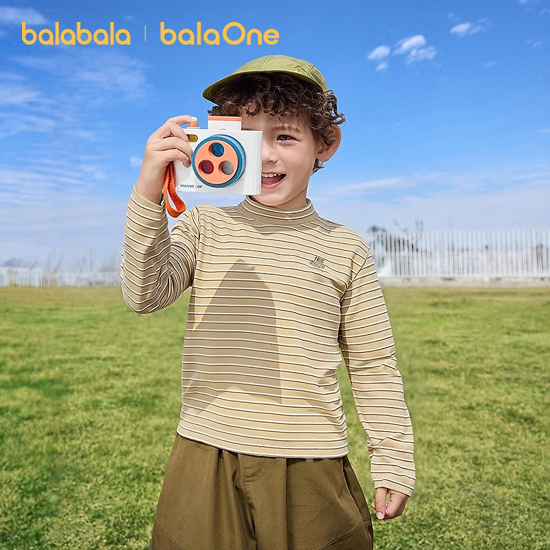 【balaOne】巴拉巴拉童装儿童长袖t恤男童女童简约冬季款休闲打底衫