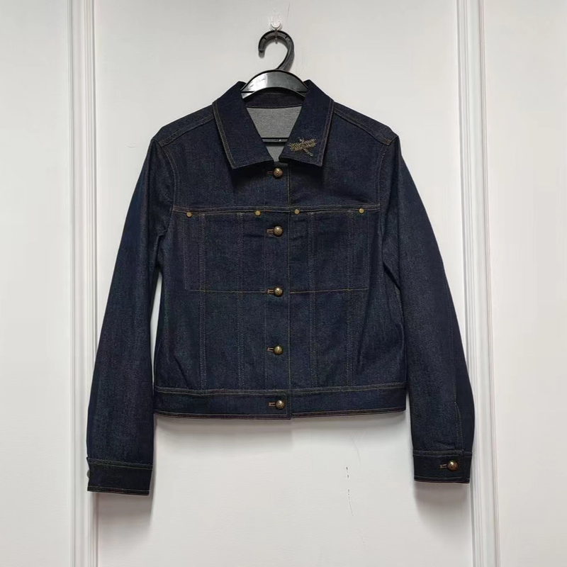 M1580气质百搭钉珠蜻蜓蓝色长袖牛仔衣外套 衣长52 款号S52580