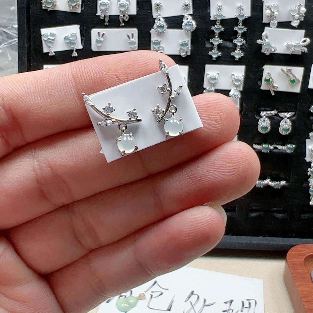 翡翠手链银S925镶嵌天然翡翠A货