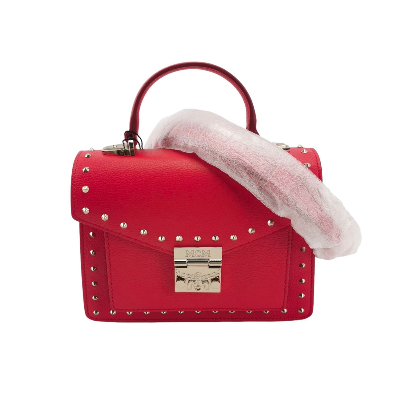 99新 MCM MCM 女士Patricia Park Ave系列铆钉皮革挎包 
