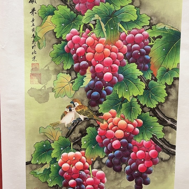 国画黄春香国画葡萄硕果尺寸90*50