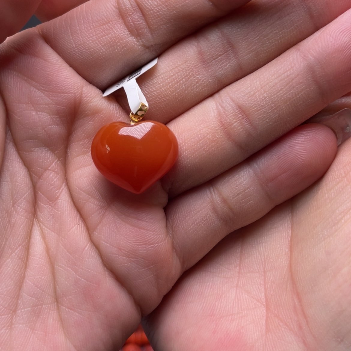 【闪购商品】南红玛瑙爱心吊坠18K金镶嵌
