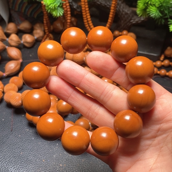 橄榄核手串2.0红料光珠