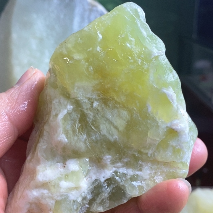 蛇纹石玉珠宝岫玉原石未镶嵌