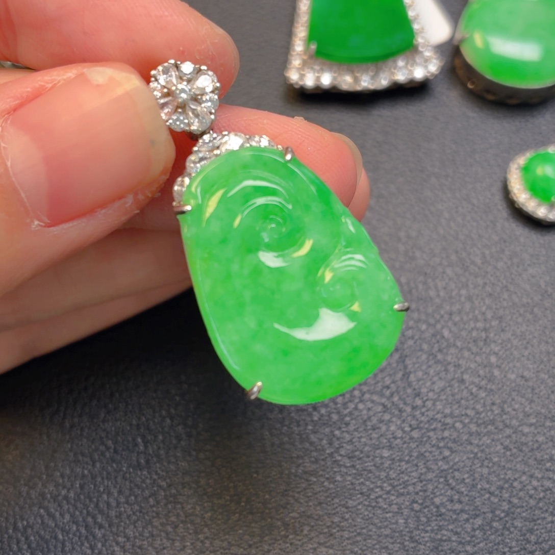 翡翠银S925镶嵌吊坠(不含链)