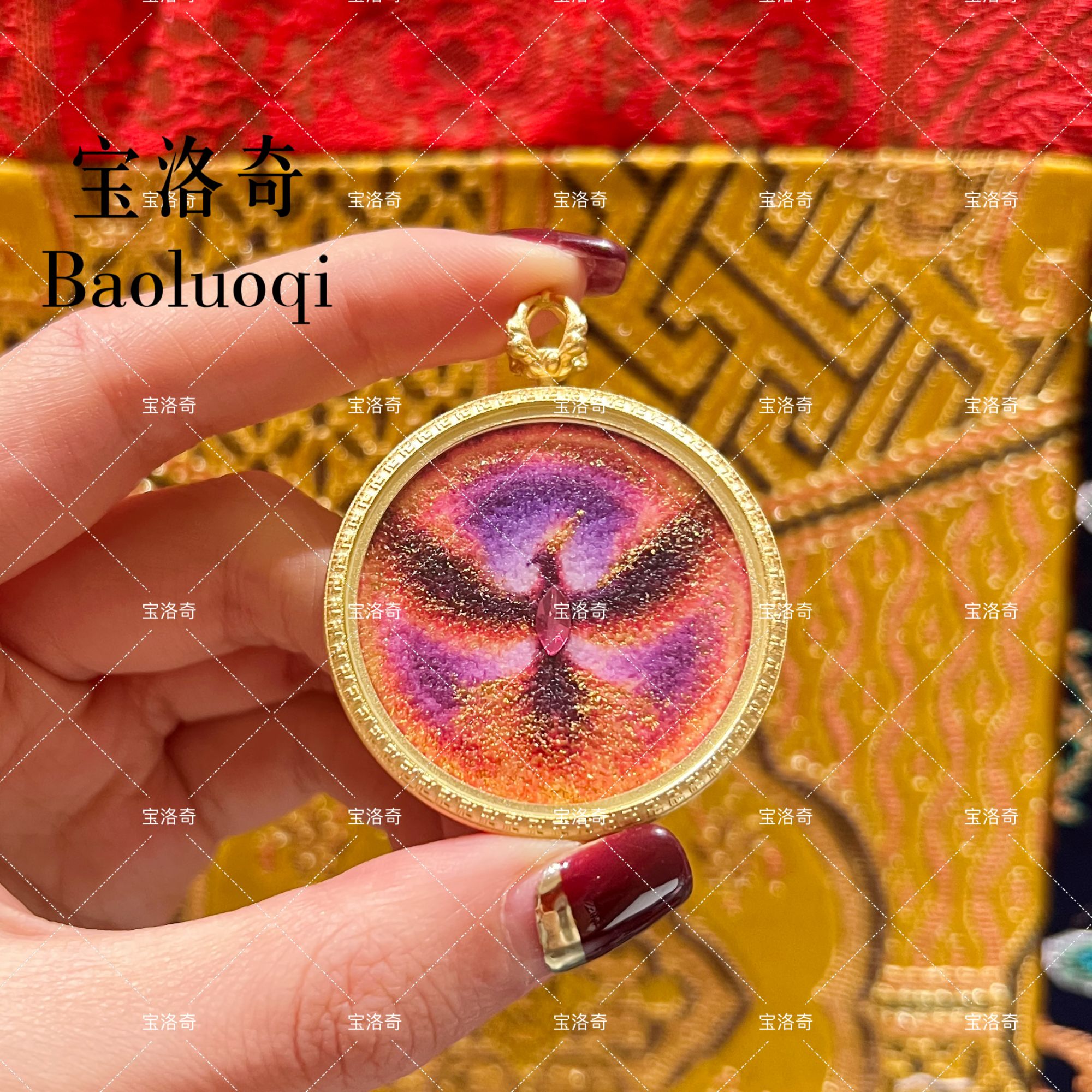 BLQTK-138 展翅凤凰杵杵双面手工砂唐卡