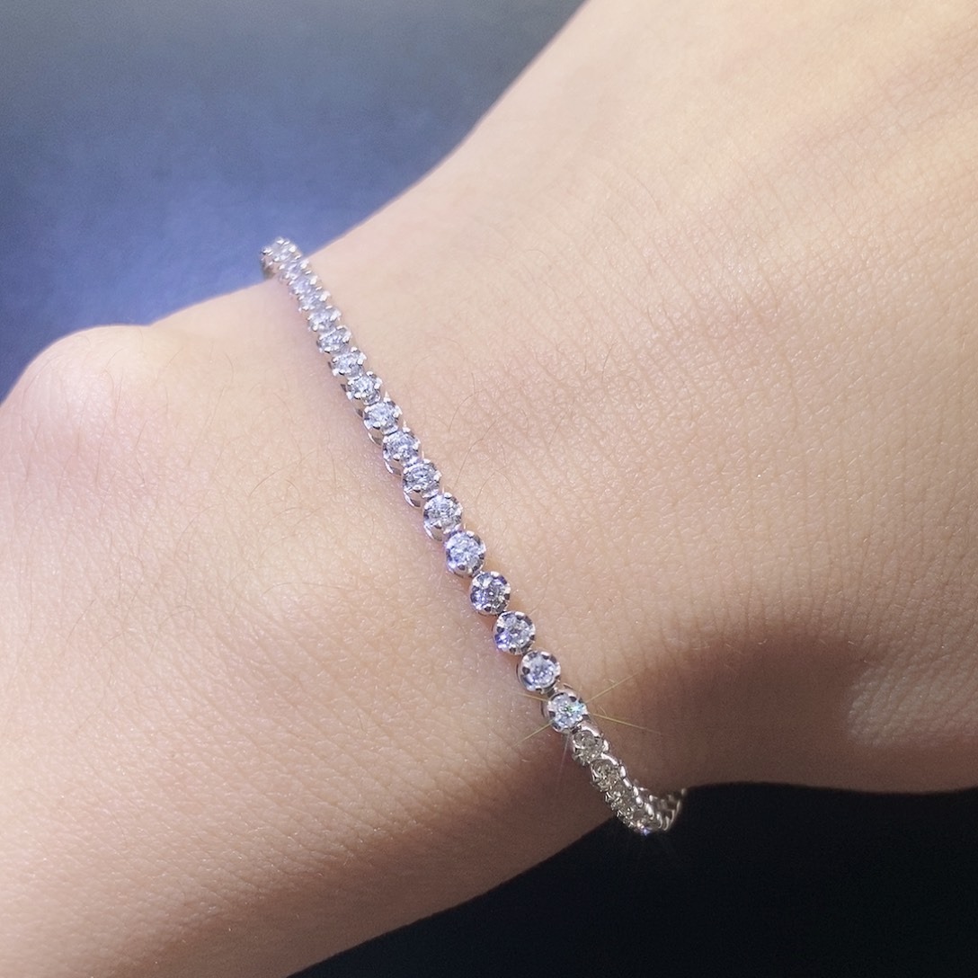 钻石手链18K金镶嵌满钻手链K白