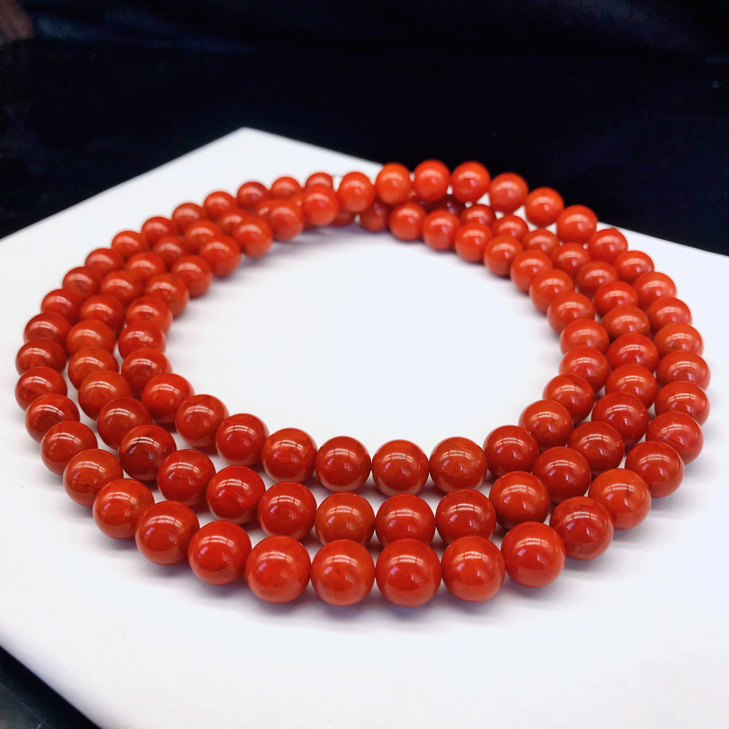 【小雪】南红瓦西毕业级满色满肉多圈长链10mm