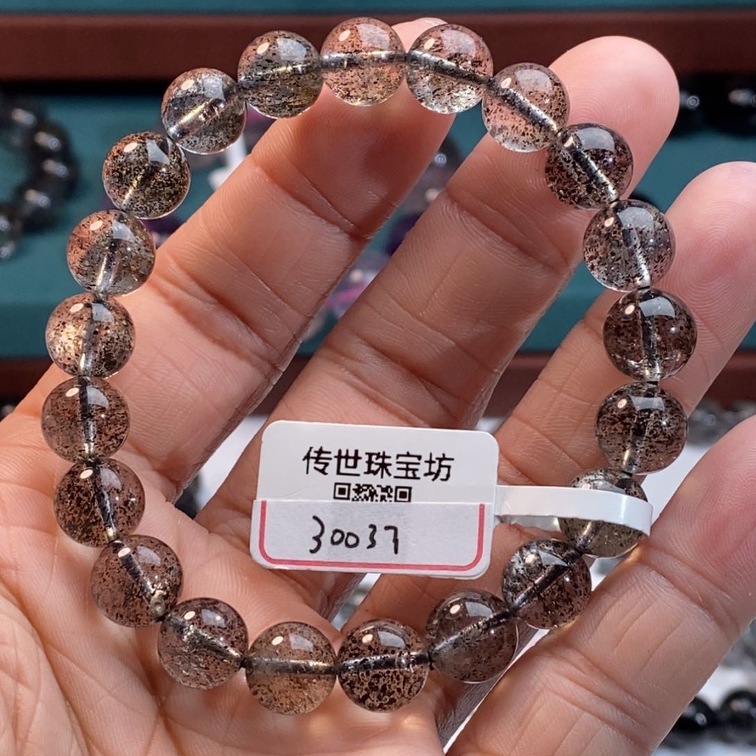 水晶手串未镶嵌黑草莓9mm全透体