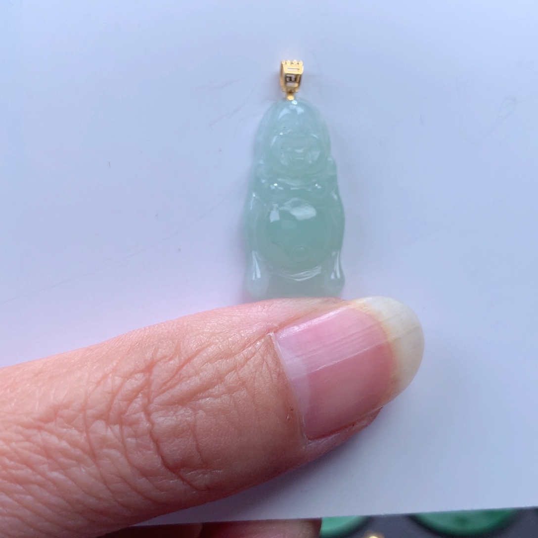 翡翠吊坠(不含链)18K金镶嵌