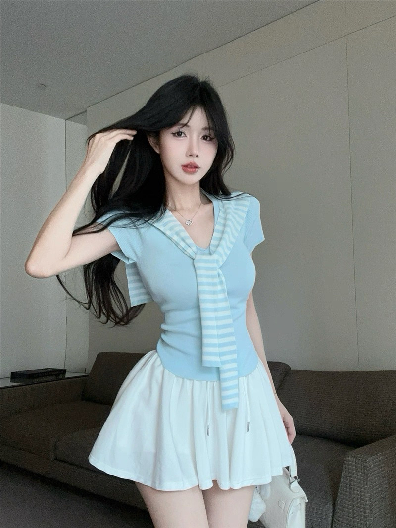 （非主图）显瘦半身裙防走光裙子短裙高腰时尚百搭百褶裙白色女士