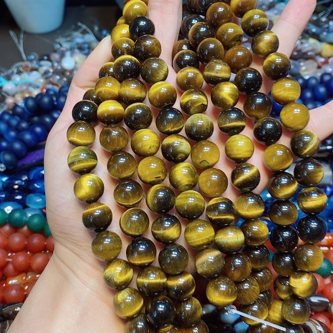 玛瑙/玉髓散珠12mmA级虎眼一条