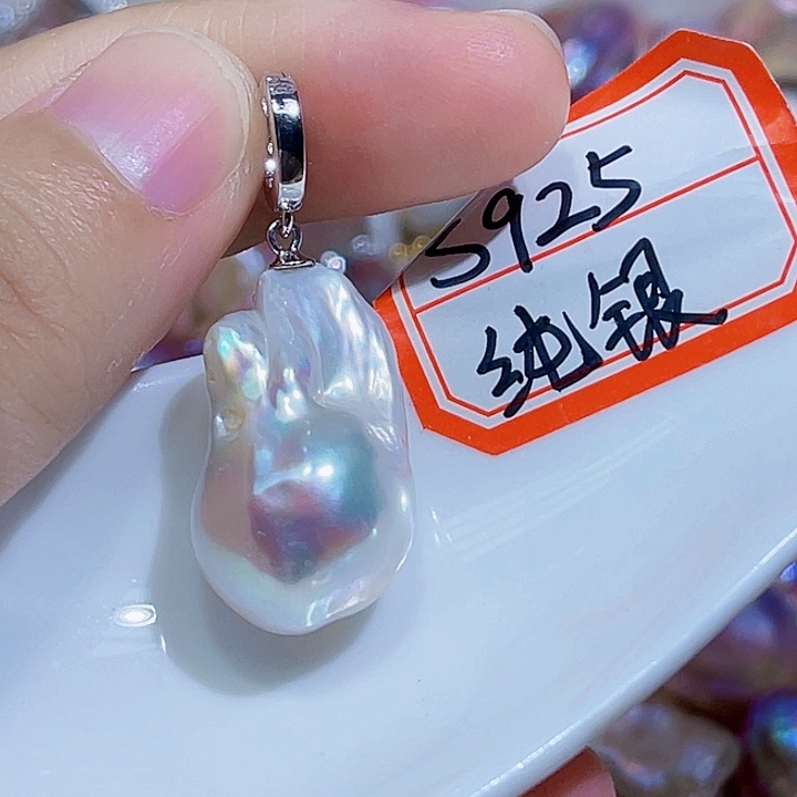 淡水珍珠银S925镶嵌颈饰