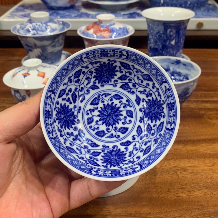 晓月柴窑 缠枝 斗笠杯