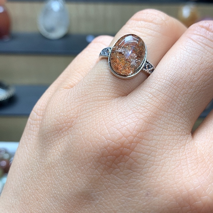 水晶水晶戒指银S925镶嵌超*