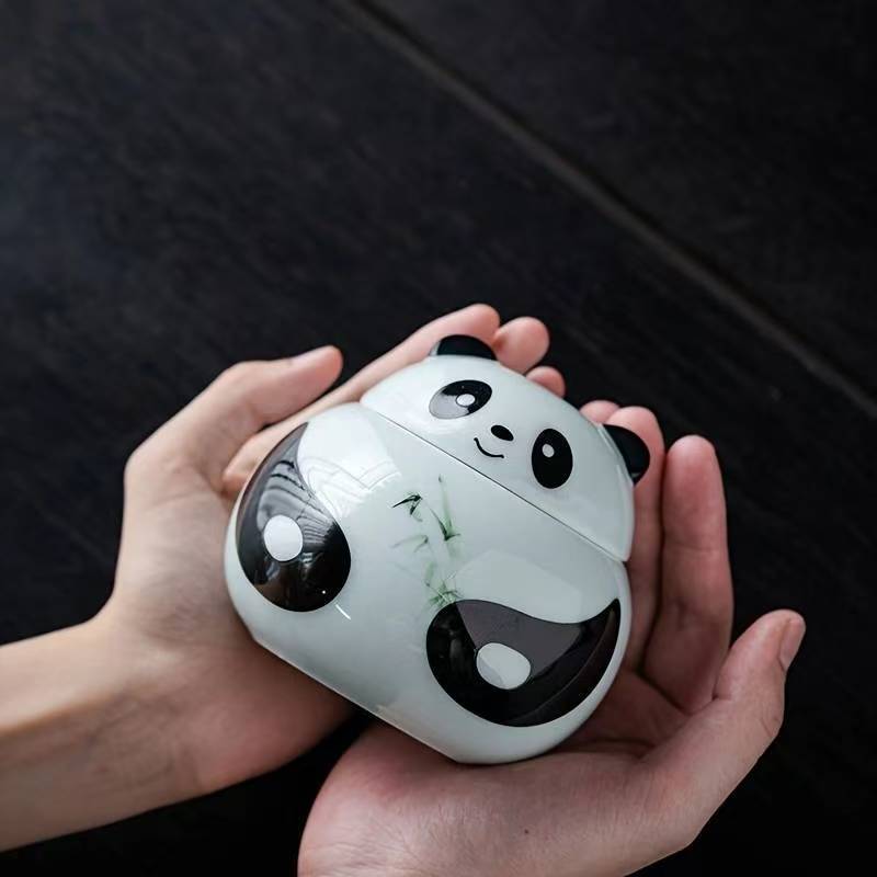 国风陶瓷熊猫茶叶罐可爱潮流密封罐防潮储存罐茶仓罐x715