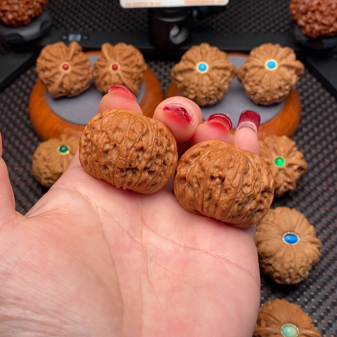 文玩核桃把件磨盘39尺