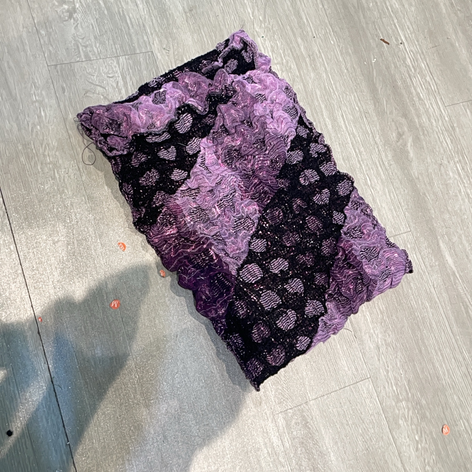 时尚奢华蕾丝斜拼色设计百搭围巾-果梓1177