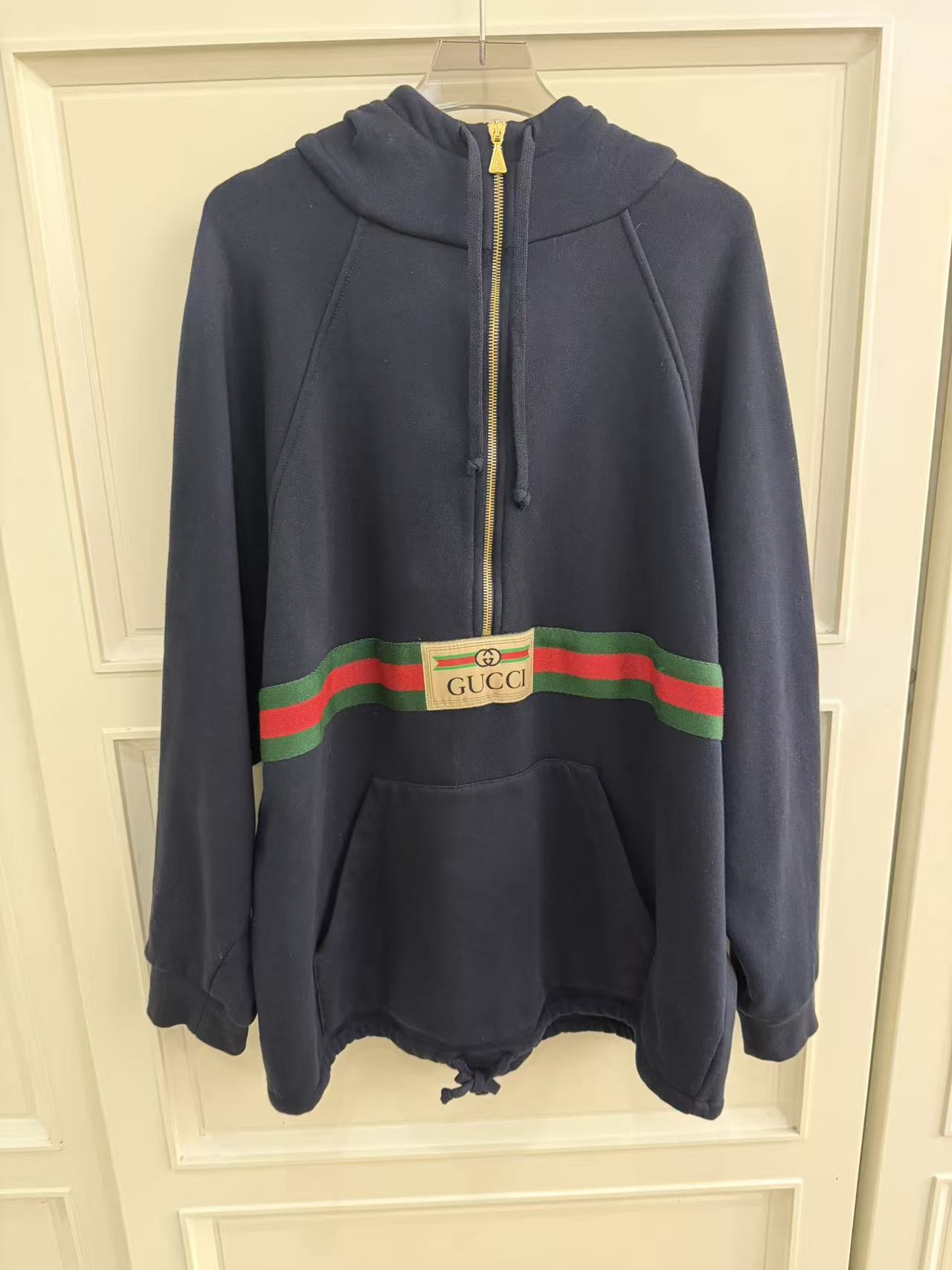 未使用 GUCCI/古驰 半拉链连帽卫衣L码