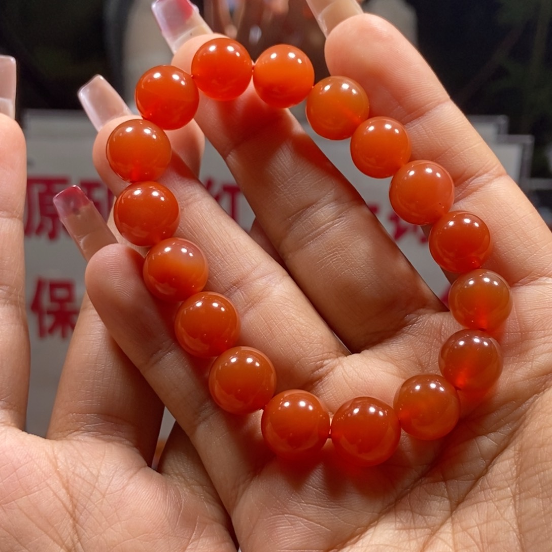 南红玛瑙11+冰橘单圈未镶嵌