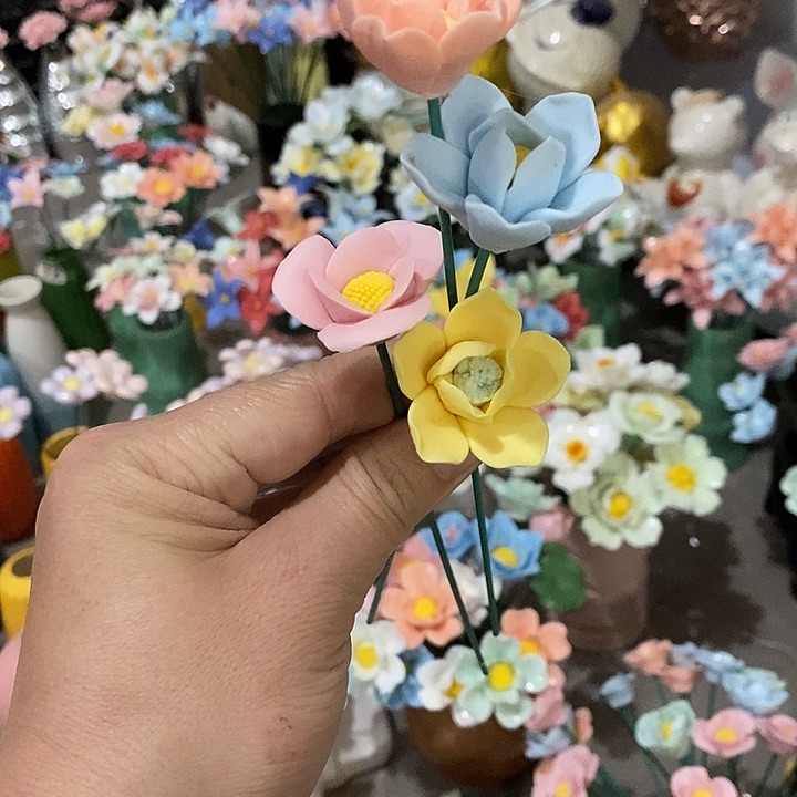 瓷片纯手工陶瓷花摆件2