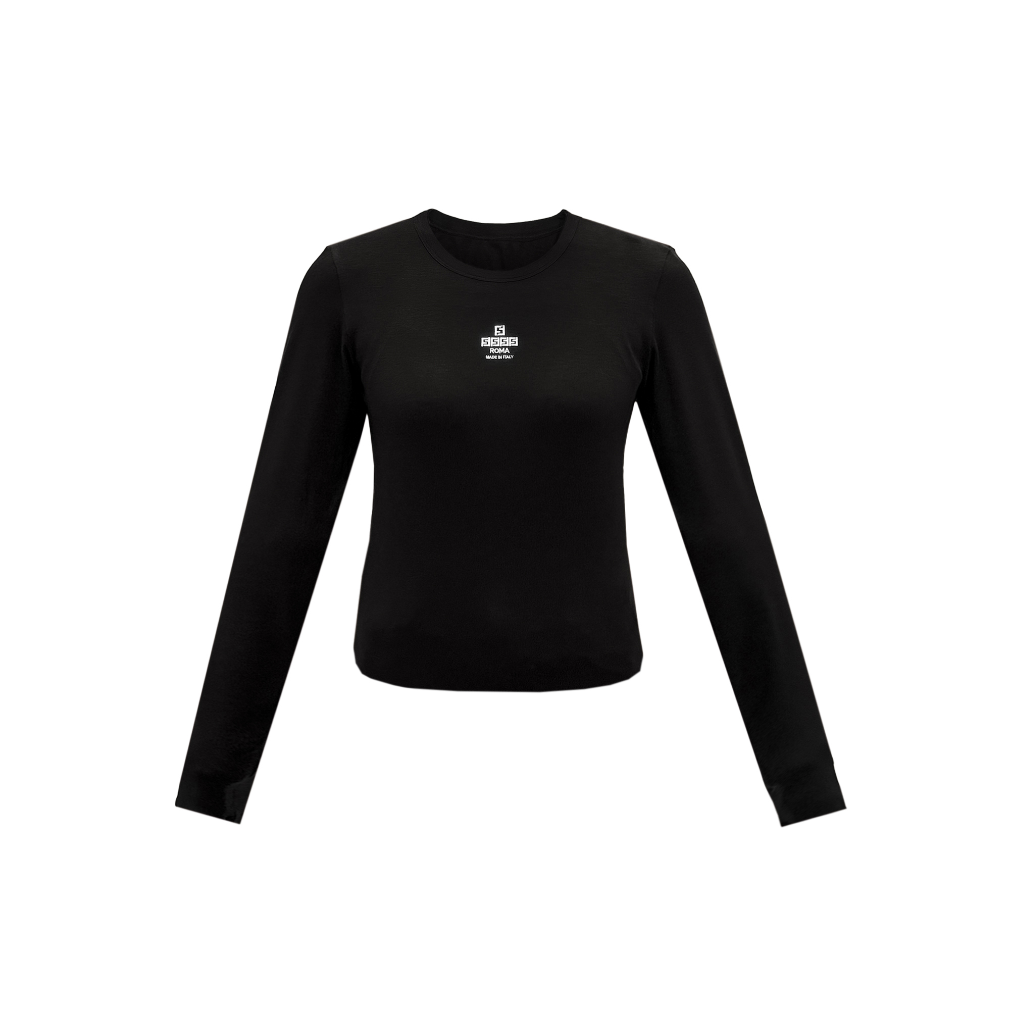 朗尼芬迪早秋上新女士简约印花基础设计感圆领长袖73F6483002