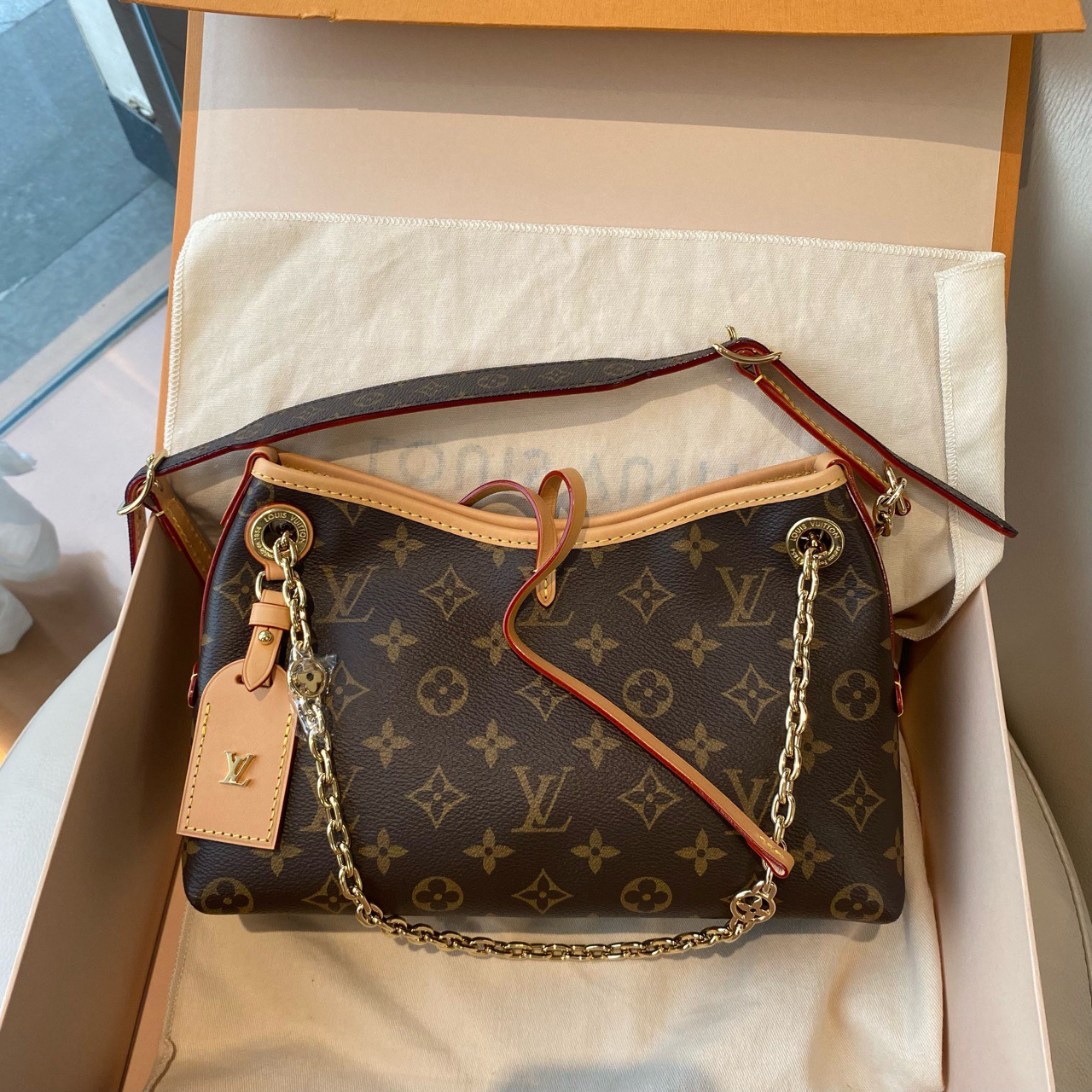 全新未使用 LouisVuitton/路易威登 老花carryallBB 芯片款