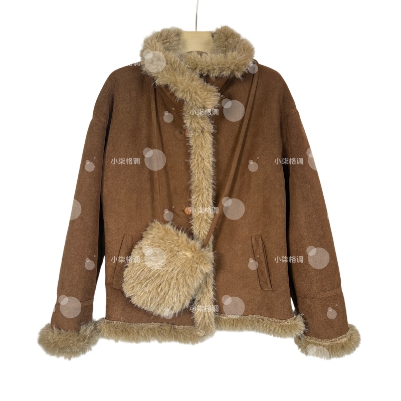 小柒格调0066韩系女短外套百搭慵懒风翻领冬季