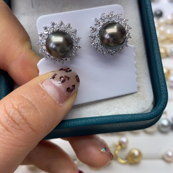 海水珍珠耳饰银S925镶嵌