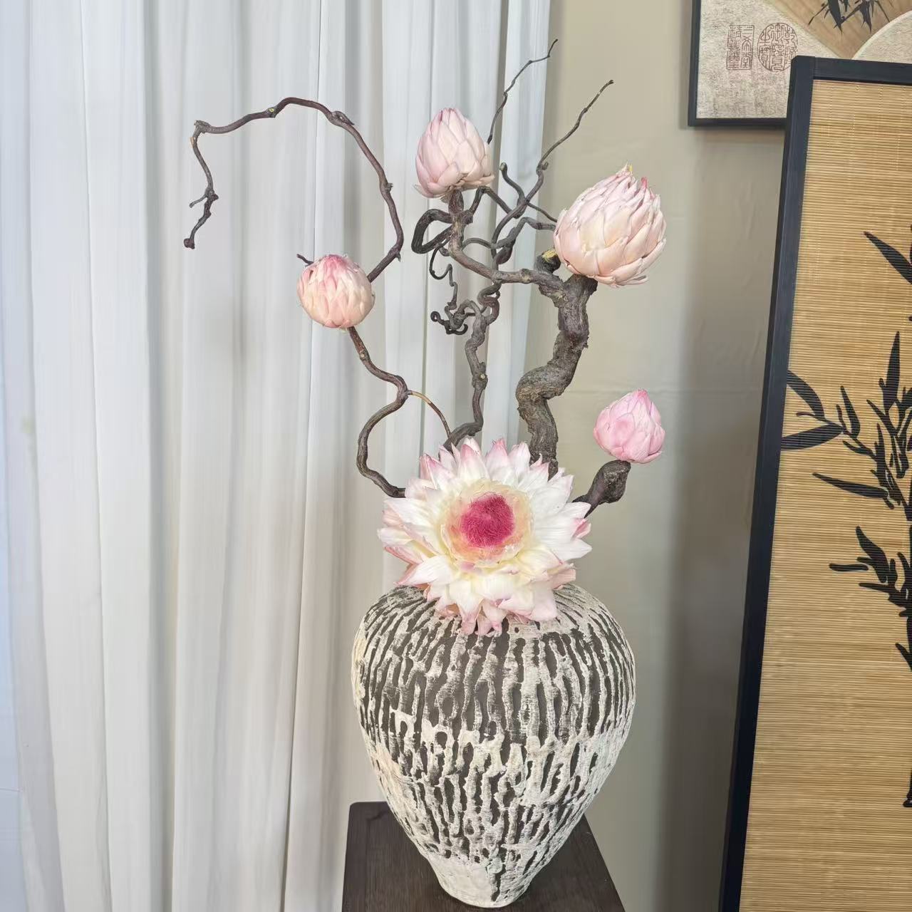 【粉色物语】龙枣枝永生花家居软装造景