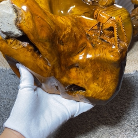 金丝楠蝈蝈摆件家居