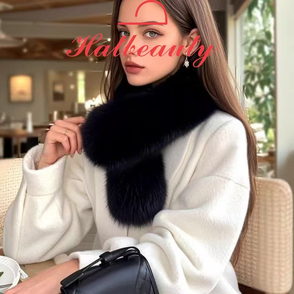 秋冬韩版双面保暖仿狐狸毛毛围巾百搭冬季气质围脖领子