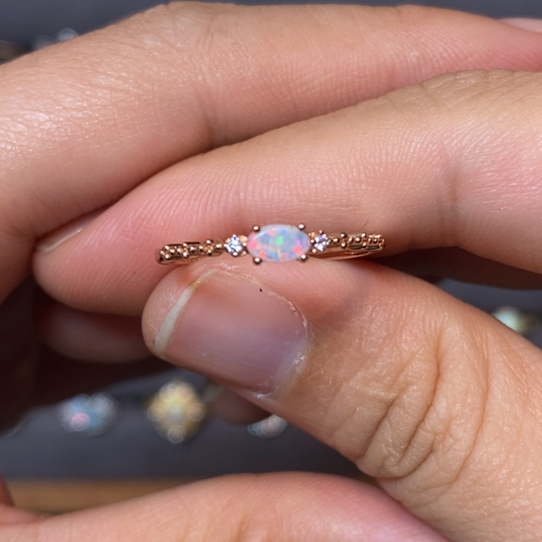 欧泊珠宝奇石银S925镶嵌戒指