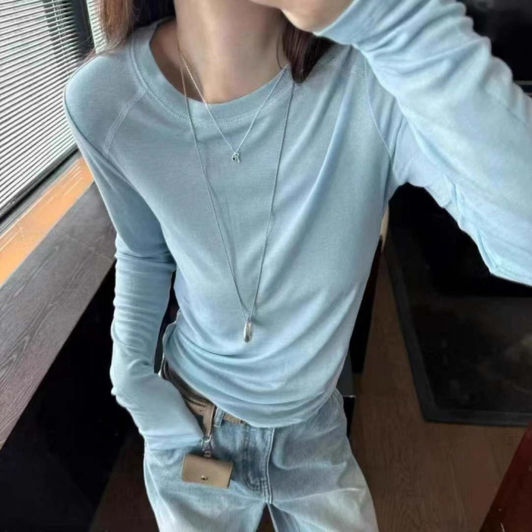 设计感内搭早秋韩系T恤罩衫圆领修身防晒时尚