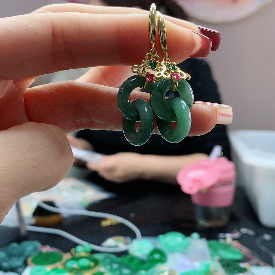 【闪购商品】翡翠耳饰银S925镶嵌，