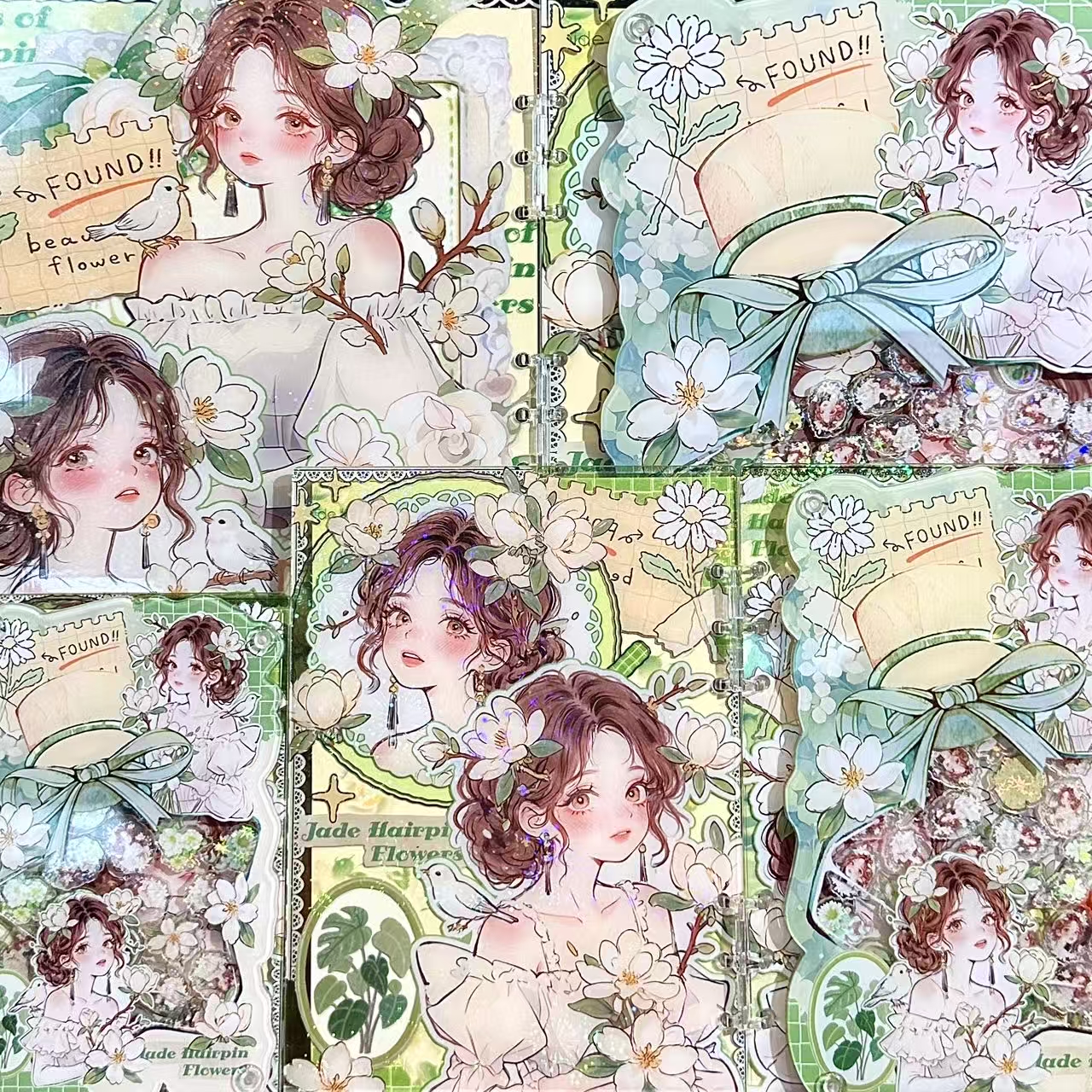 【新款白玉兰花神】高定摇摇本套餐活页本手工DIY收纳盒亚克力