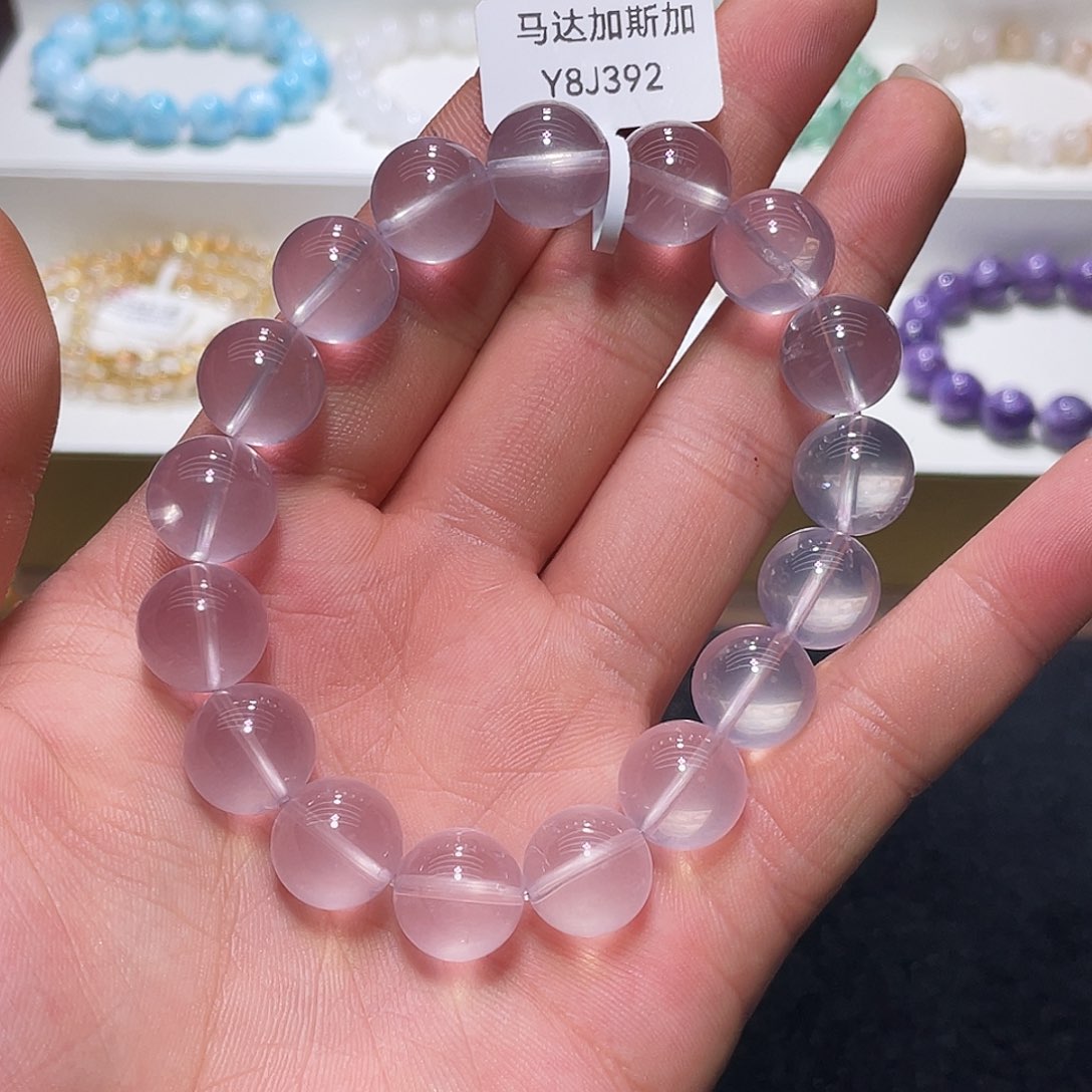 水晶手链未镶嵌马达加斯加粉晶12.8