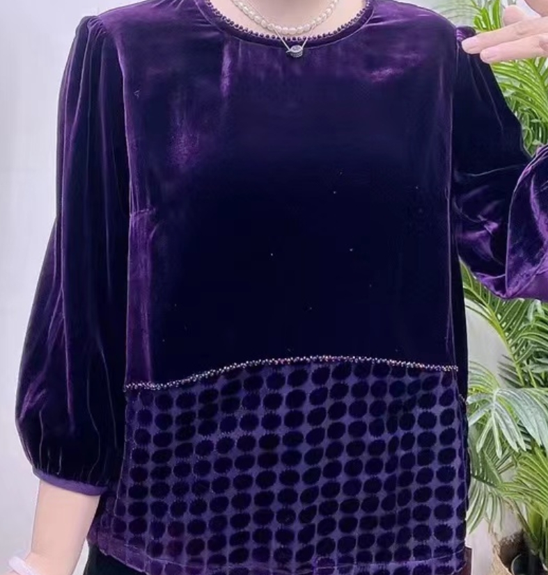 高端桑蚕丝植绒小衫43A2087