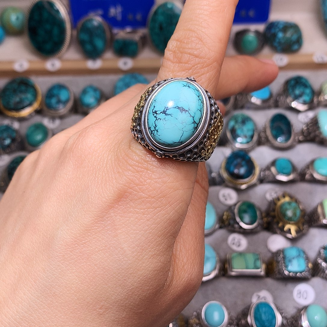 绿松石挂件银S925镶嵌