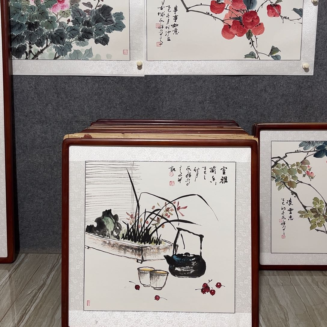 国画书画作品带框63×63