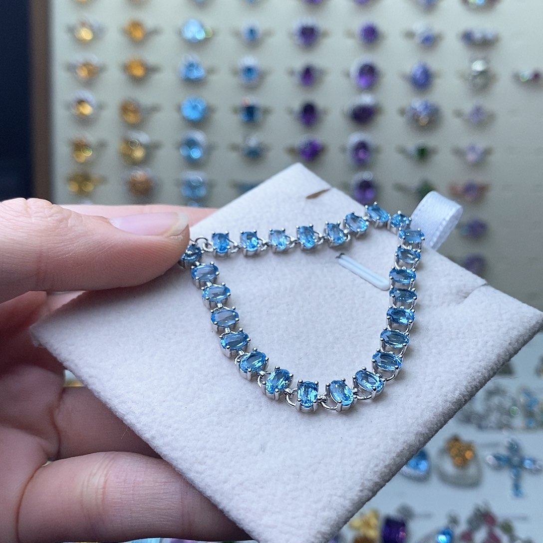 托帕石手链银S925镶嵌（一物一证）