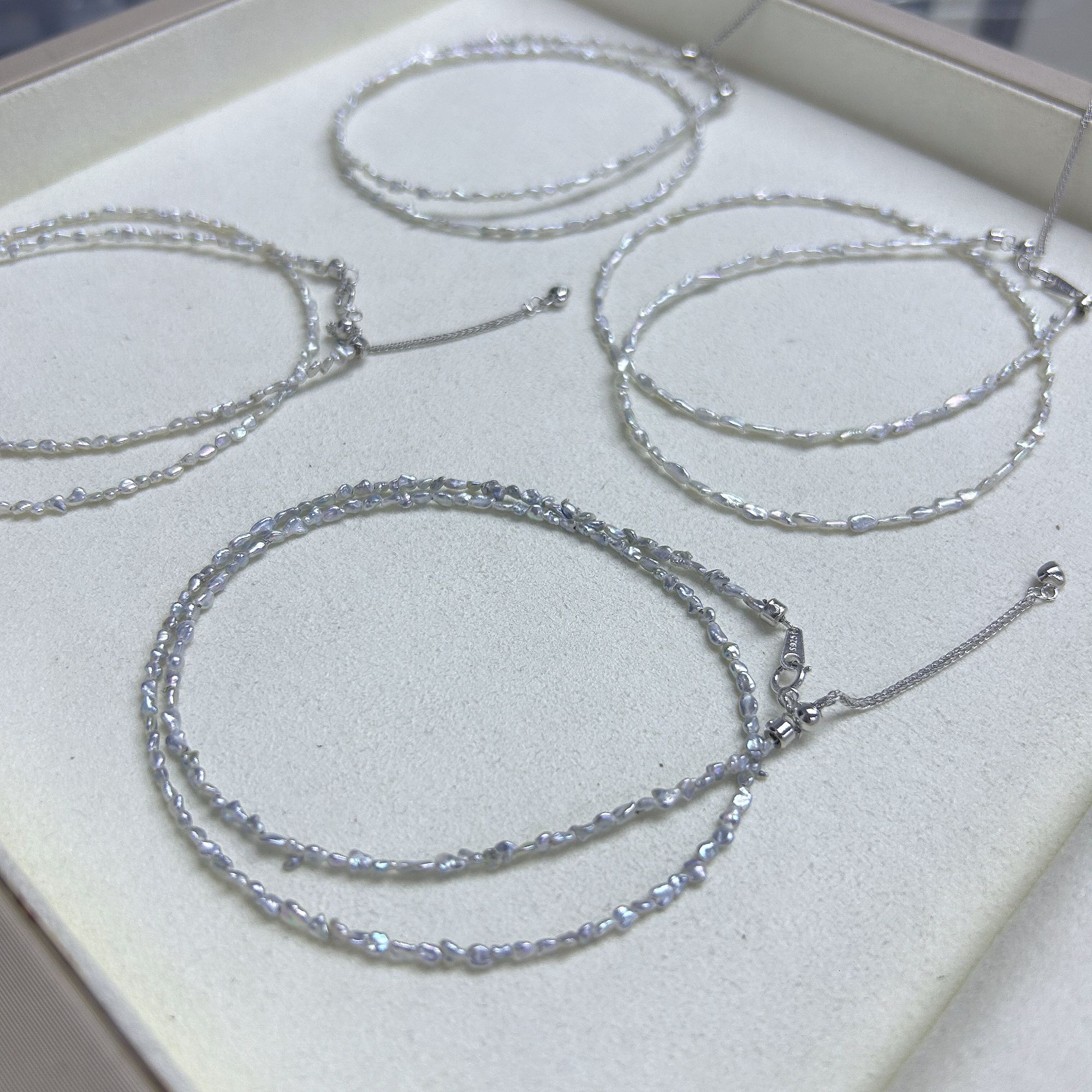 【罗伊伊推荐】澳白keshi项链2-4mm S925银 BX0040（多样性发货发一）