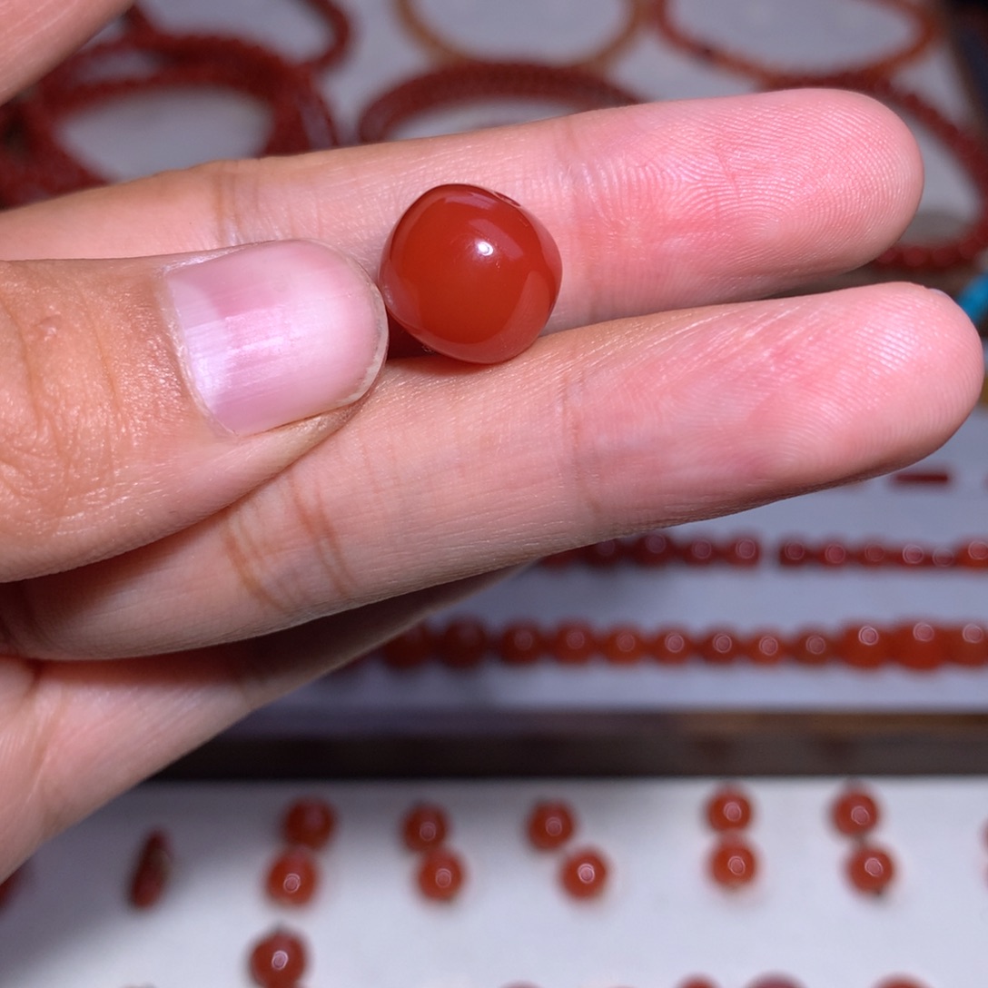 南红玛瑙未镶嵌玫锦老型微纹11.7×10.7