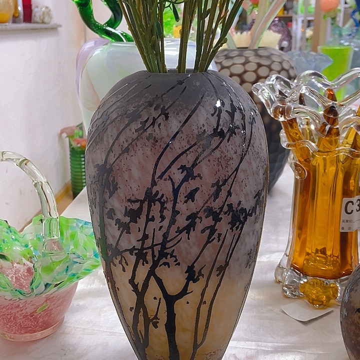 琉璃琉璃花瓶高28口6