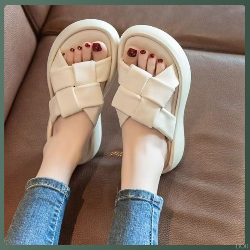 女士新款2025夏季外穿时尚防滑厚底一字沙滩凉鞋风格凉拖夏日爆款