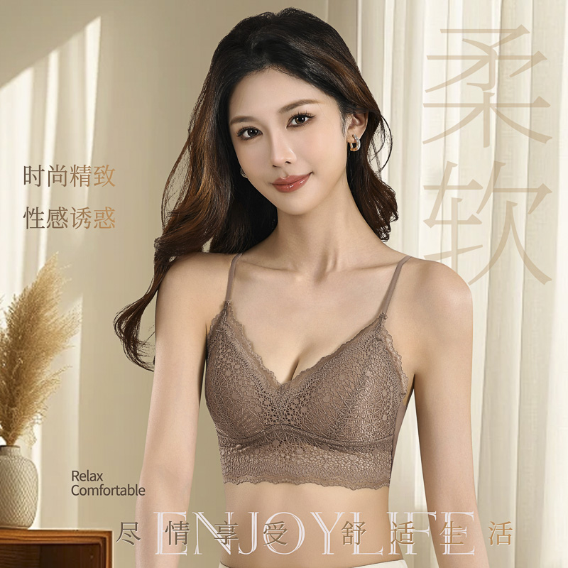 法式夏季蕾丝聚拢内衣美背新款性感抹胸文胸防走光吊带背心