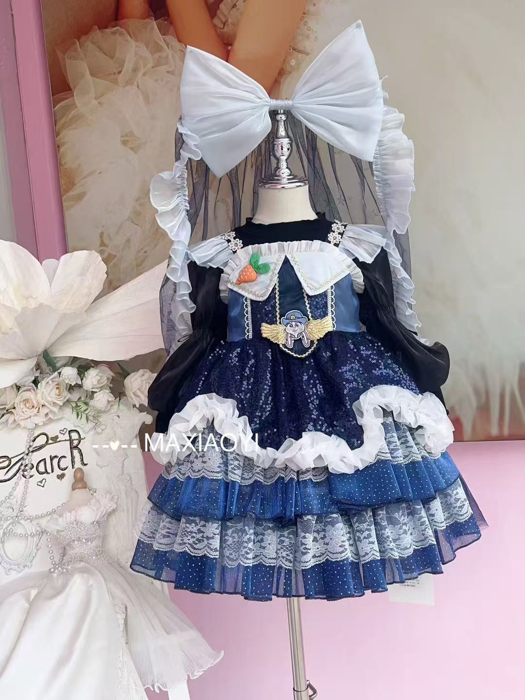 吊带裙蓬蓬裙华丽四季蓝色女Lolita公主裙秋季兔子连衣裙