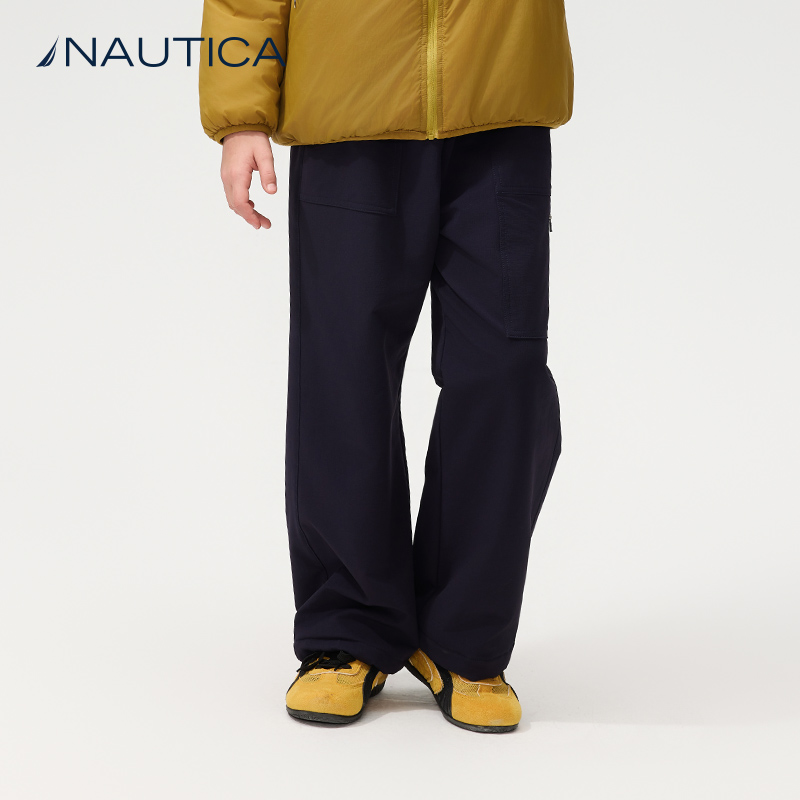 NAUTICA童装男童加绒裤子高弹长裤儿童秋冬季耐磨防泼水保暖