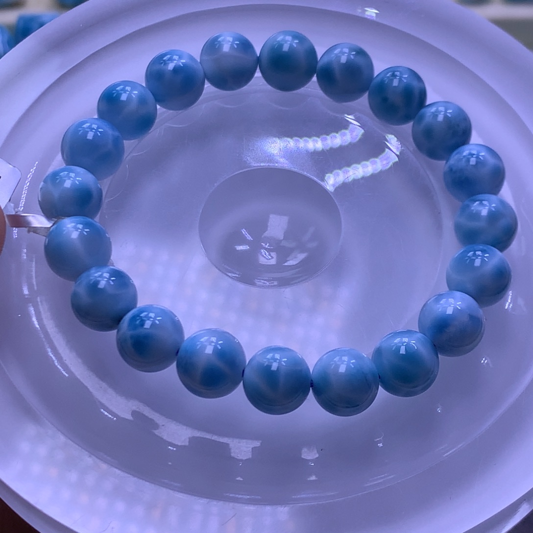针钠钙石（海纹石）未镶嵌手串9+手串色差略异